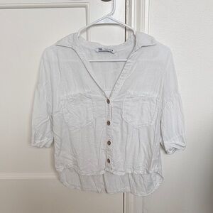 Zara White Button-Down Shirt
